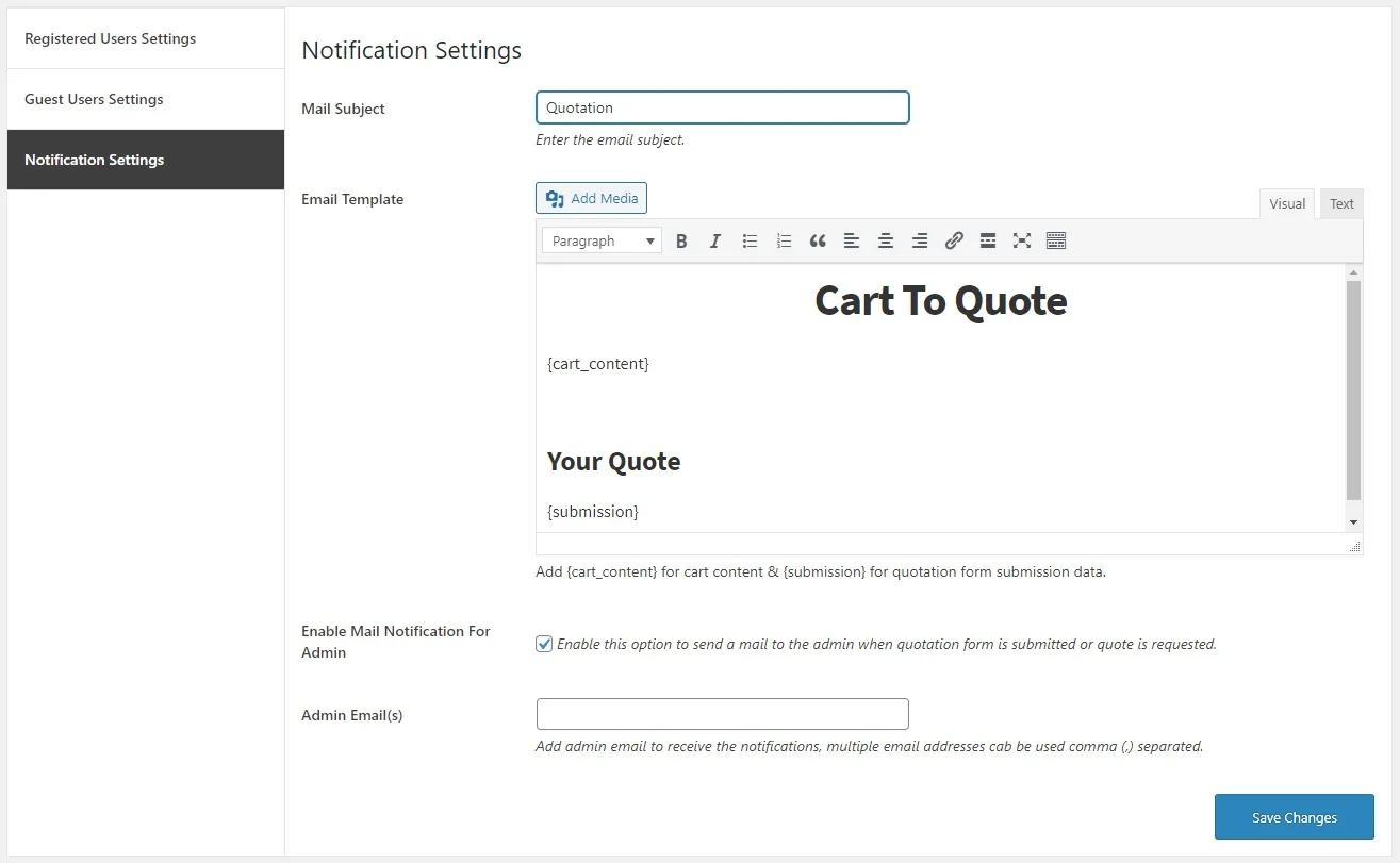 WooCommerce Cart to Quote