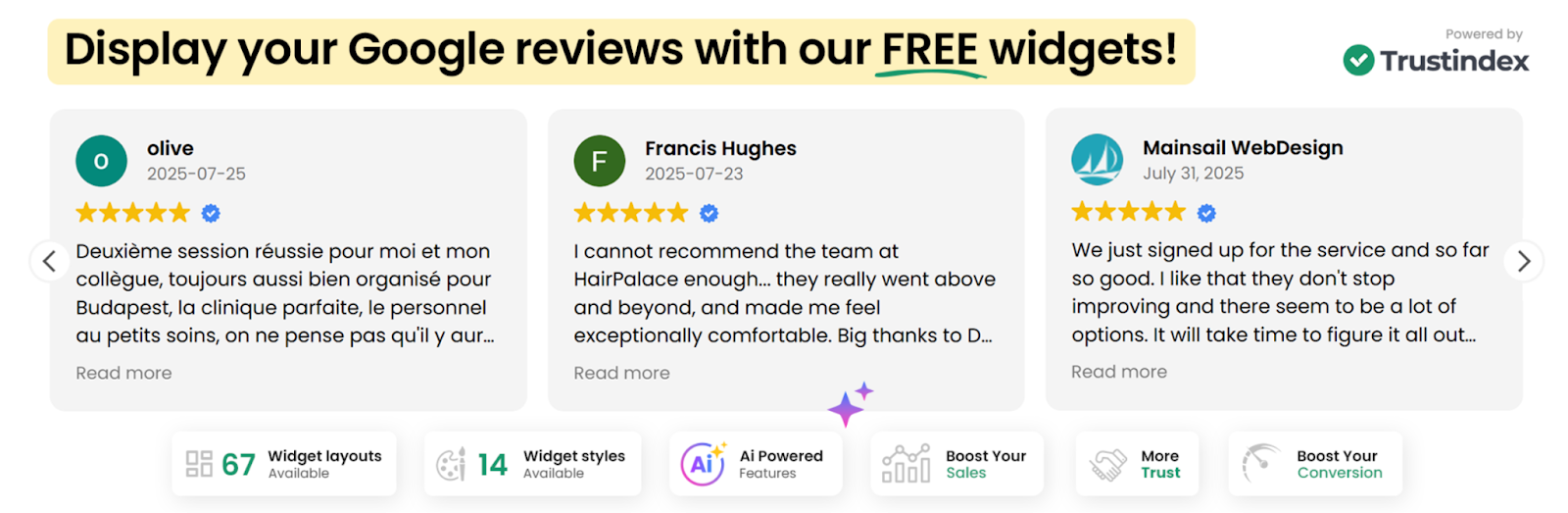Widgets for Google Reviews